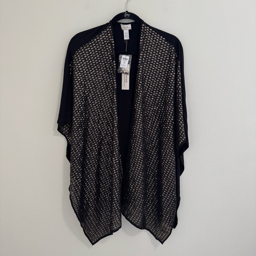 Chico's NWT Sequin Stripe Ruana Shawl Wrap